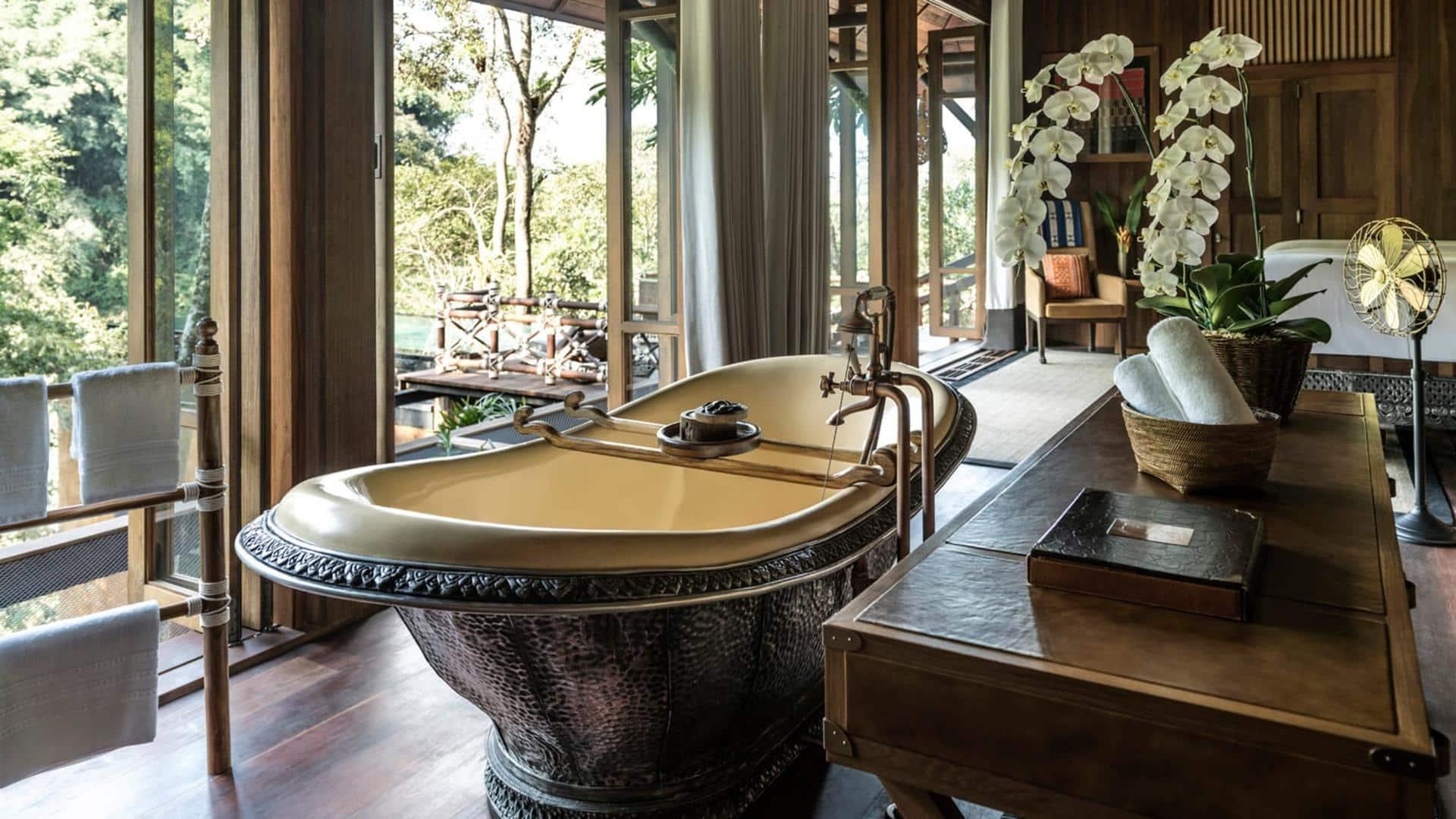 Bathtub at Four Seasons Tented Camp, Mekong Tent