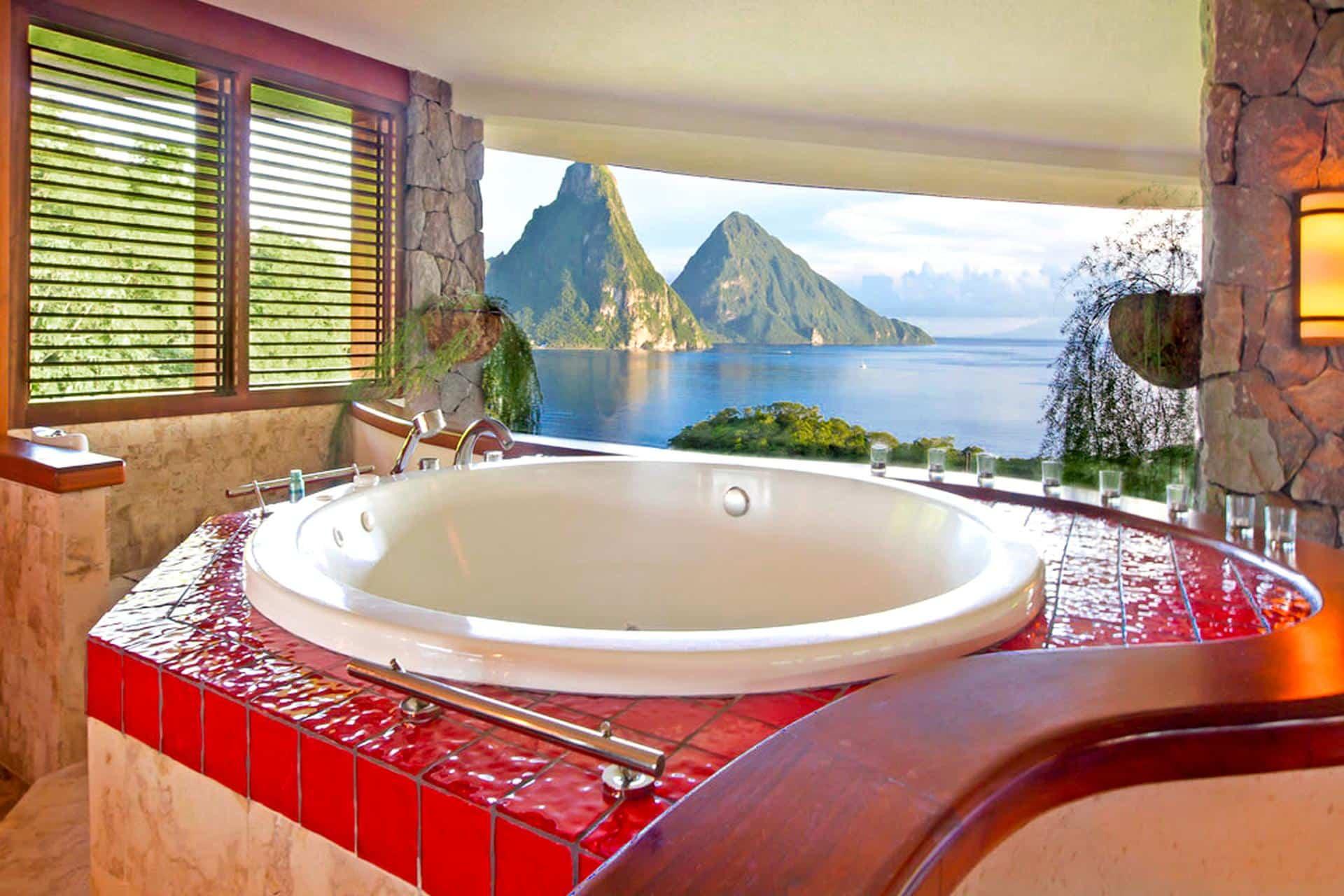 Bathtub at Jade Mountain, St Lucia